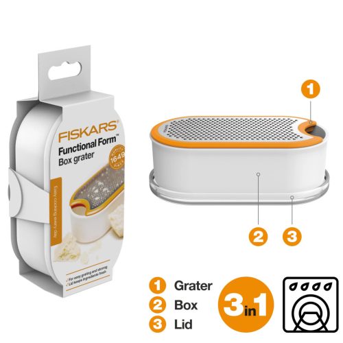 Fiskars Functional Form Reszelő tálkával, fehér (1019530)