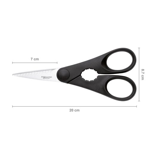Fiskars Essential Konyhai olló, üvegnyitóval, 20 cm (1023820)