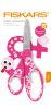 Fiskars Gyermekolló, 15 cm, rózsaszín virág motívummal, Softgrip (1027421)