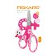 Fiskars Gyermekolló, 15 cm, rózsaszín virág motívummal, Softgrip (1027421)