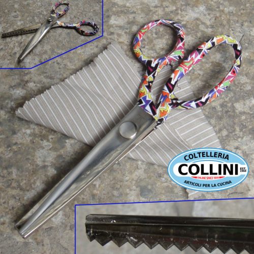DUE CIGNI fém cikcakk olló szines markolat 21,7 cm