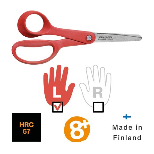 Fiskars Gyerekolló, balkezes, piros (1005169)
